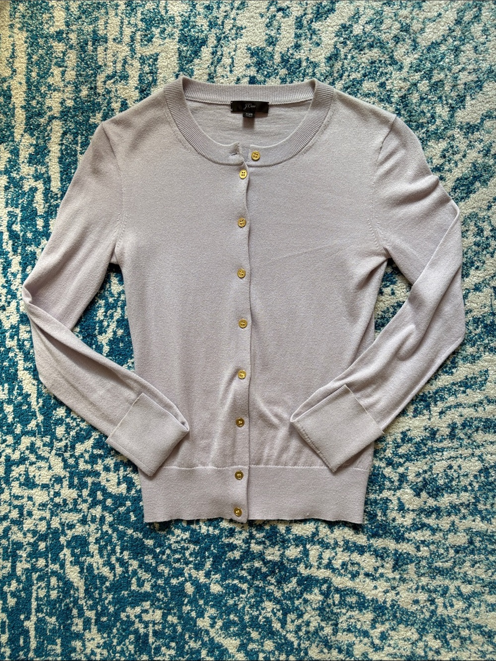J. Crew Lavender Crewneck Button-Front Cardigan
